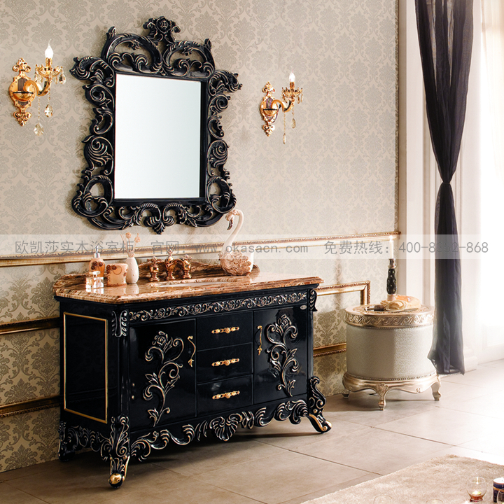 欧凯莎实木浴室柜，欧式浴室柜1.31米型号6912