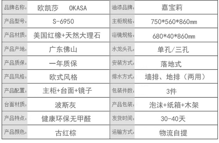 仿古浴室柜产品参数