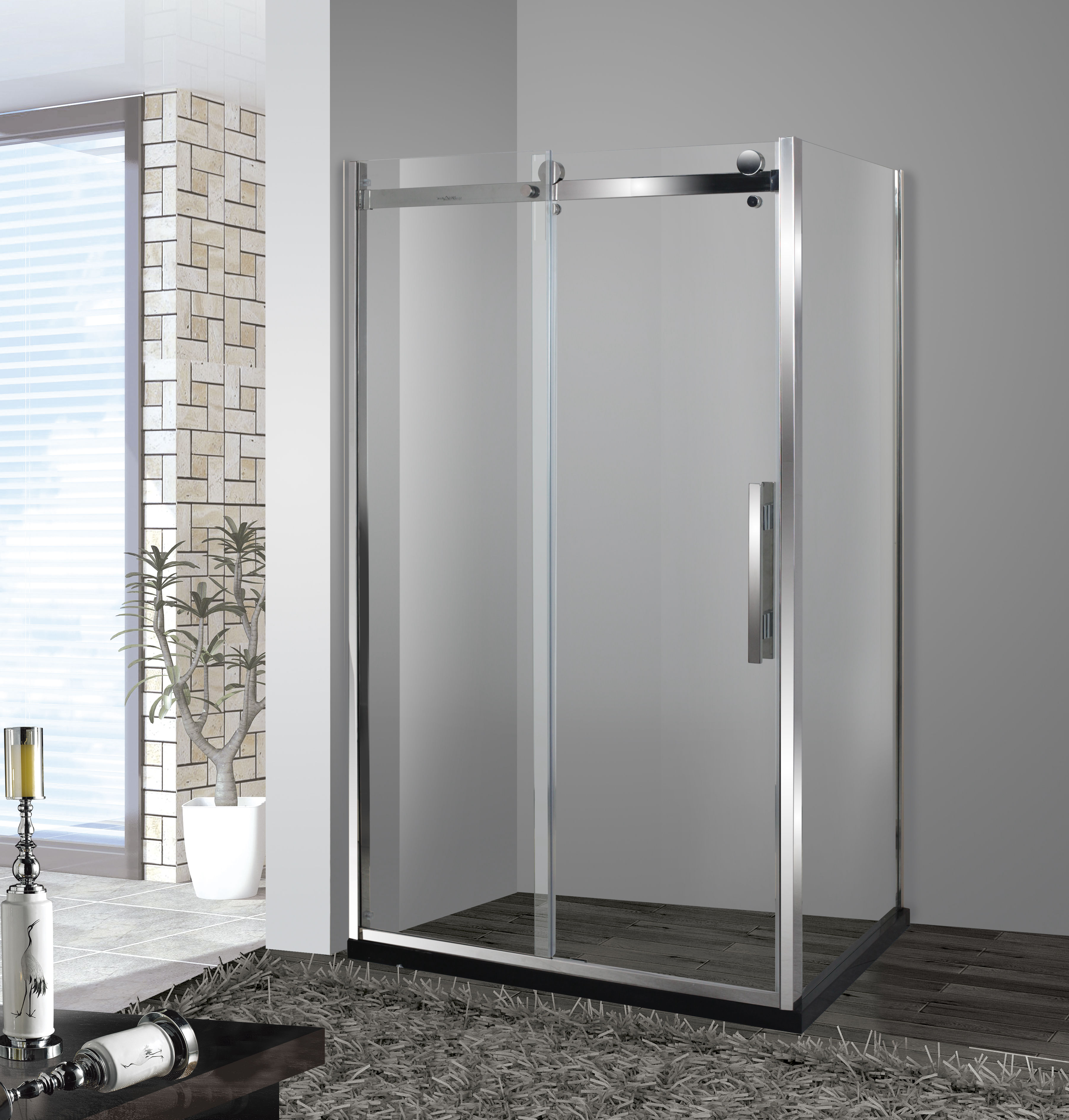 欧凯莎简易淋浴房整体洗澡房卫生间钢化玻璃推拉门 屏风隔断